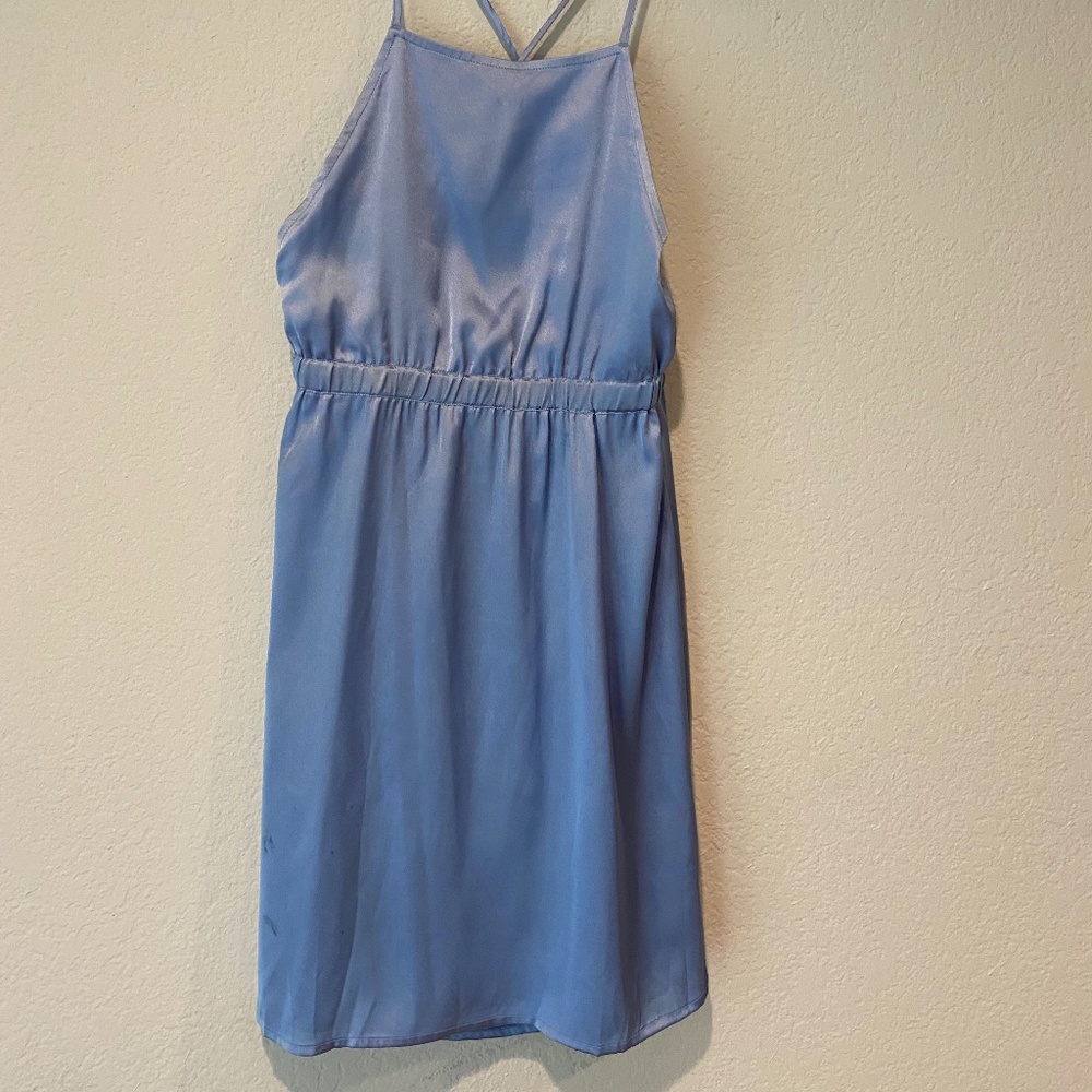 Volcom | Size S | Satin Blue Halter Midi Dress